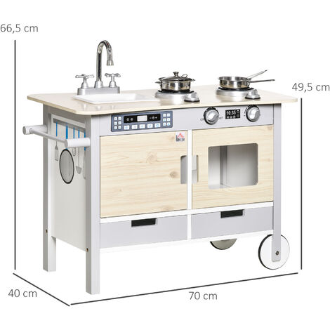 HOMCOM Cuisine pour enfant jeu d'imitation nombreux accessoires