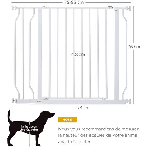 Barrière de sécurité animaux - longueur réglable dim. 75-95 cm