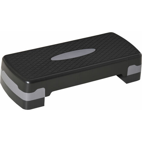 Stepper Fitness Aerobic hauteur reglable surface antiderapante dim. 68L x 29l x 10-15H cm plastique gris noir