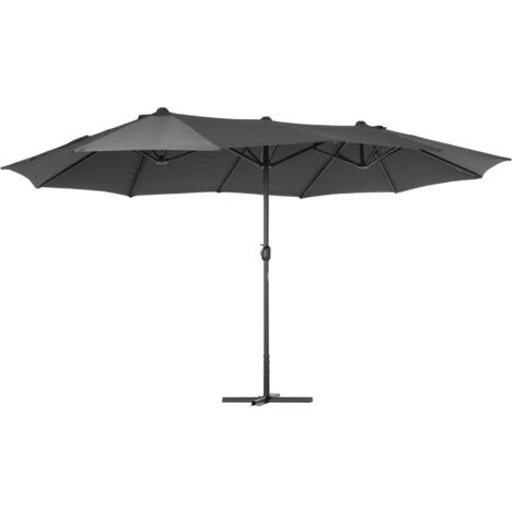 Outsunny – Parasol de jardin XXL – 4,6 m de large – Mât en acier démontable – Tissu polyester haute densité 180 g/m² – Manivelle d'ouverture facile