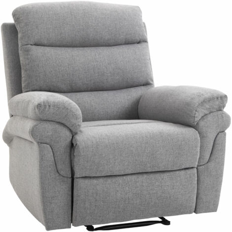 Homcom – Fauteuil relax inclinable manuel – Repose-pieds ajustable – Tissu polyester aspect lin gris clair – Dimensions assise 49x53x47cm