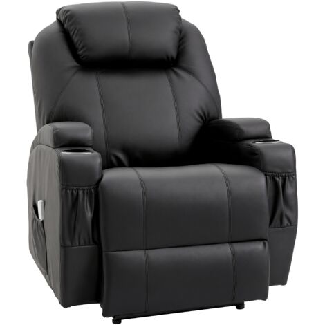 Homcom – Fauteuil relax électrique avec massage – Inclinaison dossier 165° – Revêtement synthétique PU – Dimensions 82L x 97l x 110H cm