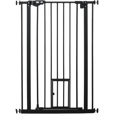 Barrière de Sécurité à Pression en Métal sans Perçage avec Porte Rotative à  180° 76 x 77CM Blanc - Costway