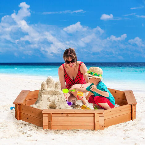 Bac à sable en bois brut carré 118x118 cm enfant- Soulet