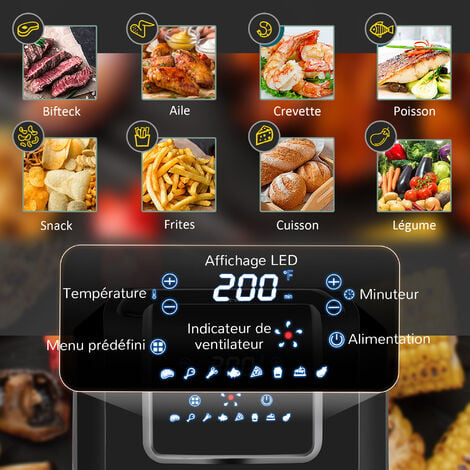Xiaomi Friteuse à air chaud commandable par application, fonction minuteur,  avec réglage manuel de la température, avec écran livraison gratuite