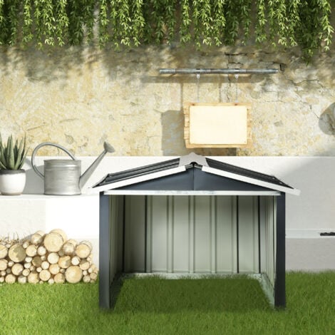 Abri de jardin pour tondeuse à gazon robot-tondeuse - garage tondeuse robot - tôle acier ondulé gris blanc