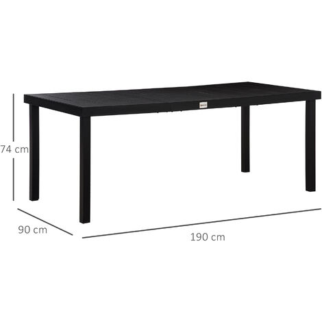 Table de Jardin Rectangulaire en Aluminium et Bois (180x100 cm