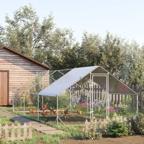 Enclos poulailler chenil 18 m² - parc grillagé dim. 6L x 3l x 2H m - espace couvert - acier galvanisé
