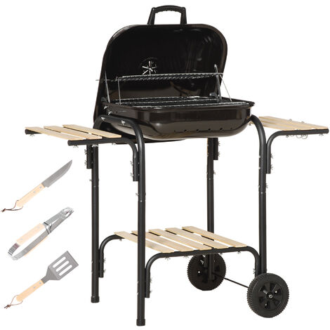 KESSER® Grand Chariot à barbecue au charbon de bois | Grill XLL à charbon  de bois avec couvercle, roues, poignée en acier inoxydable, grille et