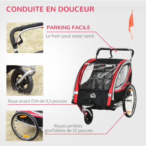 KESSER Remorque Vélo Enfants 2en1 Sport-RX - Poussette Jogging - 40kg Charge - 360° Roue - Ceinture 5 Points