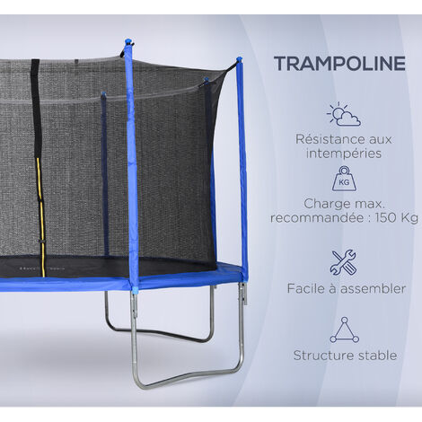 Homcom - Trampoline enfant Ø 2,23 × 2,3H m filet de sécurité porte zipée  échelle couvre-ressorts 6 poteaux rembourrés bleu