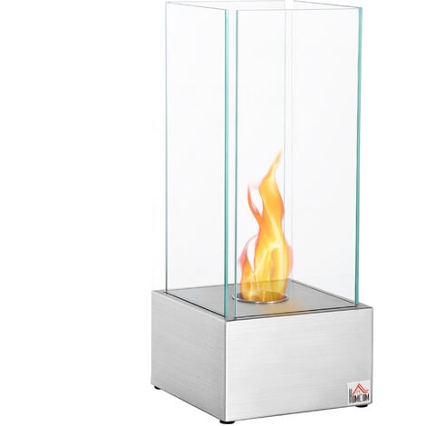 Table berlinoise cheminée bioéthanol avec verre trempé