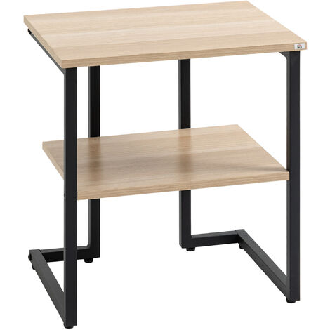 Table d'appoint guéridon avec 2 plateaux en métal et panneaux de particules - dim. 45L x 35l x 48H cm