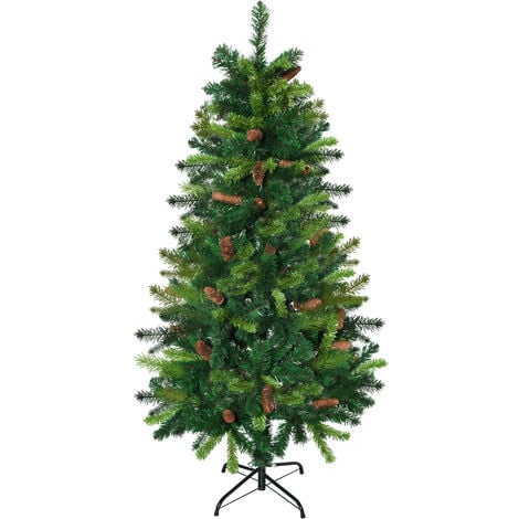 HOMCOM Sapin arbre de Noël artificiel 600 branches enneigées 23 houx et  pommes de pin+ support pied hauteur 180 cm vert