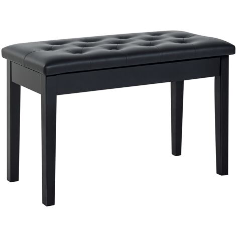 Homcom – Banquette piano avec coffre de rangement – Assise capitonnée en mousse haute densité – Pieds en bois de caoutchouc laqué noir – Dimensions 76L x 36l x 50H cm (1/5)