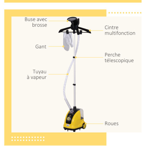 Séchoir à Vapeur Portable Télescopique - Hauteur Réglable 80 à 160 Cm - Avec Gant De Repassage - Pour Défroisser Vêtements En Voyage