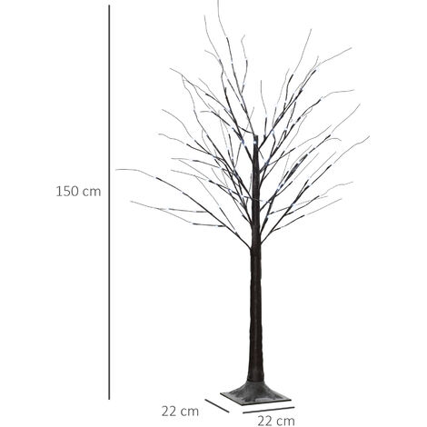 Arbre lumineux LED aspect enneigé - décoration lumineuse - 96 LEDS blanc froid - norme IP 44 - usage intérieur/extérieur - 1,5H m - métal PP brun