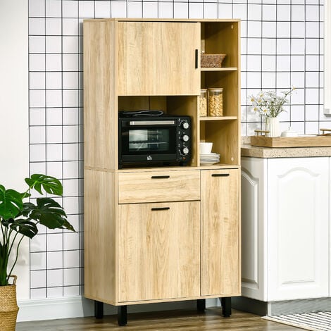 HOMCOM Meuble de rangement armoire de cuisine style industriel 3 niches 1  tiroir 1 placard 60 x 42 x 180 cm gris