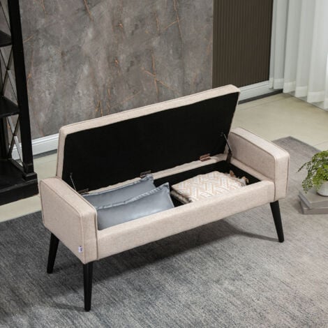 Homcom - Banquette tabouret siège pour piano avec coffre de rangement pied  bois hévéa revêtement synthétique noir