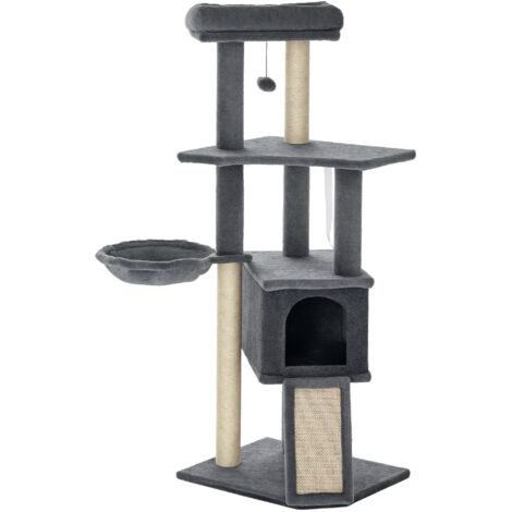 Pawhut – Arbre à chat multi-niveaux 127 cm – Griffoirs, niche, hamac, jeu de boule – Pour chats jusqu'à 5 kg – Montage facile (1/5)