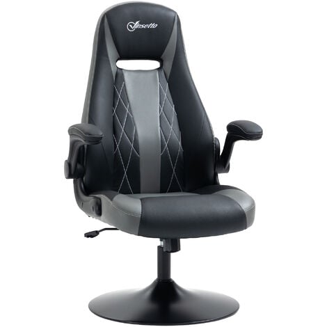 Chaise de bureau fauteuil gamer siège ergonomique pivotant avec accoudoirs  rabattables hauteur réglable et inclinaison libre charge 150 kg noir et  gris Helloshop26 12_0001365