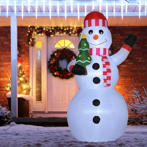 OUTSUNNY Bonhomme de neige gonflable avec pancarte 3 LED