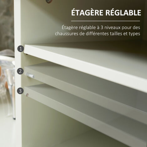 Meuble à Chaussures Étroit 2 Portes En Rotin – Rangement Jusqu’à 28 Paires – Pour Entrée, Salon, Couloir (80 X 24 X 102 Cm) - 8