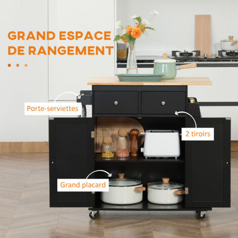 Desserte Cuisine Yaheetech Avec Roulettes - Meuble Rangement 66x46x92cm Avec Tiroir, Étagère Réglable Et Porte-Serviettes