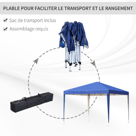 Tonnelle Pop Up Outsunny 3x3m | Tente Pliable, Imperméable, Anti-UV | Sac De Transport Inclus, Gris