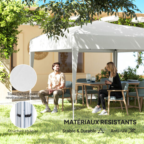 Tonnelle De Jardin Pop-up Outsunny 3x3m Blanche - Barnum Pliante Avec Parois Latérales Et Sac De Transport