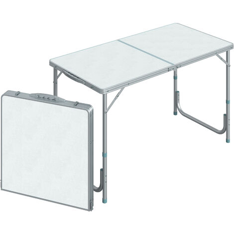 Table De Camping Pliante Aluminium Argent Plateau Enroulable + Sac De Transport à Prix