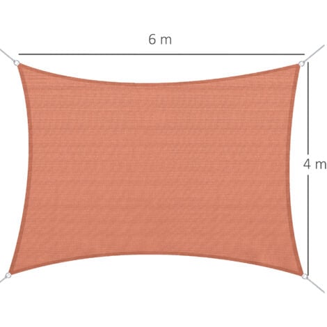 Voile d'ombrage rectangulaire 4 x 6 m toile solaire taud de soleil brique terracotta