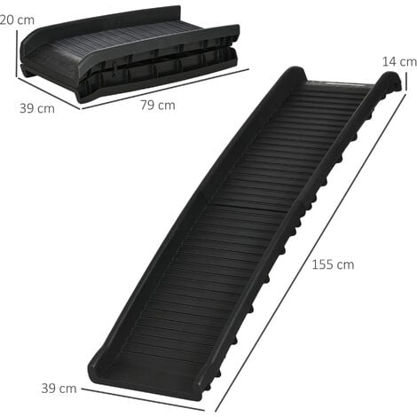 vidaXL Rampe Pliable pour Chien Noir 153x40x12,5 cm Plastique