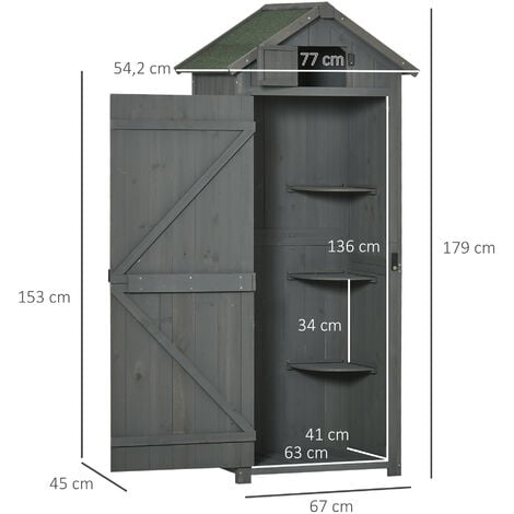 Armoire de jardin 3 étagères 2 portes loquets bois sapin