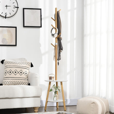 Porte-manteau Mural En Bois Vintage 5 Patères Style Bambou