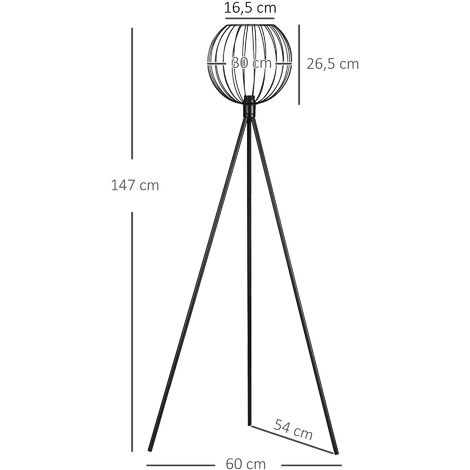 Lampadaire en rotin tressé et métal noir H.191cm Wild