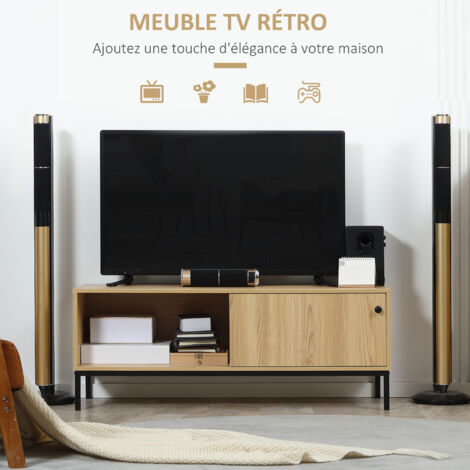 Meuble TV Seattle 180cm - Design Industriel Avec Rangements - Bois Et Métal
