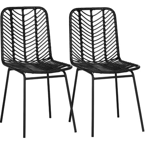 Chaise en rotin noir Intérieur / Extérieur + coussin - Lombok