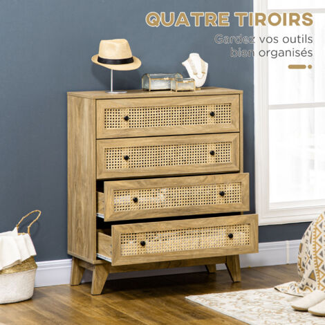Commode 3 tiroirs Sleek Bois Motif Géométrique et carreaux Noir, Vert et Rouge | Leroy Merlin