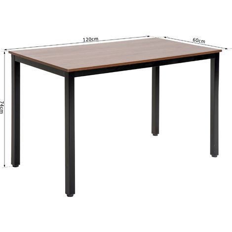 Table bureau informatique grand plateau 120L x 60l x 74H cm panneaux particules noyer métal noir