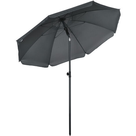 Parasol inclinable octogonal Ø 1,8 x 2,09H m acier époxy polyester 160 g/m² anti-UV50+ gris