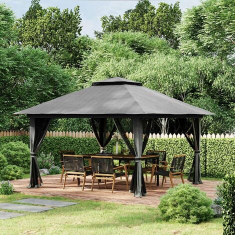 Tonnelle barnum de jardin pop-up pliant 3,92L x 3,92l x 2,83H m sacs de lestage et transport inclus gris
