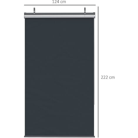Store extérieur vertical store manuel rétractable dim. 124L x 5l x 222H cm installation sans perçage alu. acier polyester gris