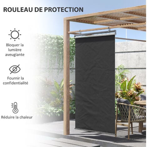 Store extérieur vertical store manuel rétractable dim. 124L x 5l x 222H cm installation sans perçage alu. acier polyester gris