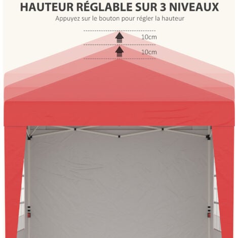 Tonnelle de jardin pliante pop-up réglable anti-UV 30+ 4 sacs lestage sac de transport rouge