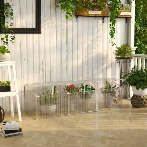Mini serre de jardin serre à tomates 180L x 51l x 51H cm 3 pannneaux toits ouvrables alu. polycarbonate