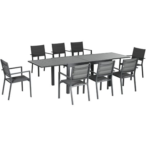 CASARIA® Salon de jardin aluminium »Bern« 1 table 6 chaises différentes  couleurs