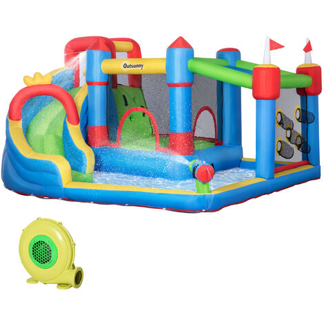 Château gonflable structure gonflable aire de jeux 3-8 ans avec gonfleur et sac de transport 390 x 300 x 197 cm - multicolore