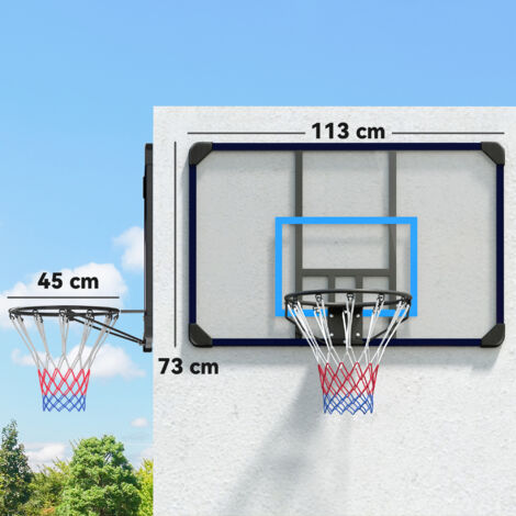 Panier De Basket Mural SPORTNOW - Panneau Incassable 110x75 Cm, Cerceau à Ressort, Filet Indéchirable, Pour Intérieur/extérieur - 6