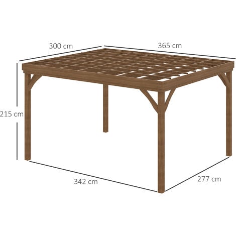 Pergola autoportante style rustique chic - Toit terrasse à décorer - dim. 3,65L x 3l x 2,15H m - bois sapin pré-huilé